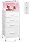 WLIVE Night Stand with Charger Station, White Nightstand with LED Light and