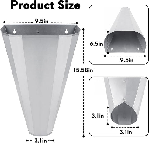 8 (3 Pack) Medium Size Galvanized Steel Chicken Restraining Cone for Chickens, Large Layers, Broilers, Roasters