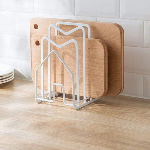 SUNFCON Cutting Board Rack, Chopping Board Organizer, Pot Pan Lids Holder, Sturdy Metal Kitchen Stand