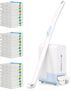 Disposable Toilet Brush Wand Starter Kit - Wall Mount Cleaning System with 1 Wand, 24 Flushable Refills, 1 Caddy