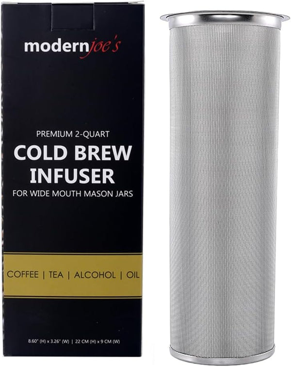 MODERNJOE'S Premium Infuser Cold Brew Coffee Maker for 2 Quart Wide Mouth Mason Jars with Filter