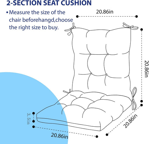 41.7"*20.8"*3.5" Floral Outdoor Chair Cushions Waterproof Tufted High Back Wricker Chair Cushion with Ties for Indoor
