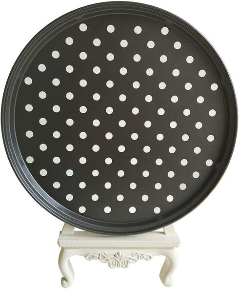 Non-Stick Round Pizza Pan with Holes, Best Perforated Carbon Steel Pizza Tray, 10 Inch