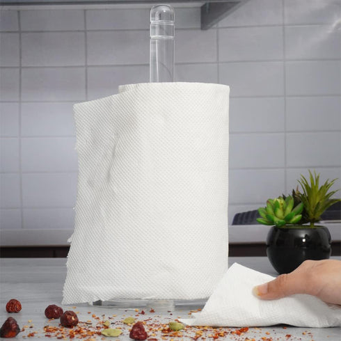 Clear Acrylic Transparent Paper Towel Holder - Toilet Tissue Holder with Detachable Base, Paper Roll Stand for Kitchen Countertop, Dining Tables, Bathrooms, Vanity Organizer and Living Rooms. by Dino74