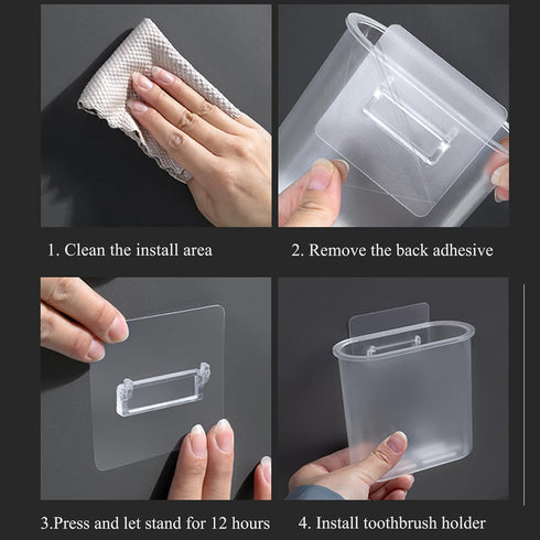 Toothbrush Holders Wall Mounted - Self Adhesive Holders for Electric Toothbrush, Toothpaste, Razor, Tableware Holder