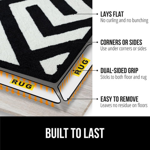 Gorilla Grip 12 Pack Rug Gripper Pads, Keep Area Rugs Corners from Curling and Bunching, Reusable Dual-Sided Flexible Sticky Pad, Grips Floor Underlayment, Hold Carpet in Place on Hardwood Floors by Gorilla Grip