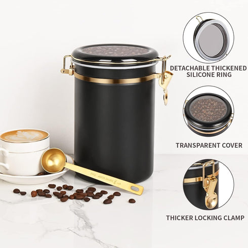 304 Coffee,3 63 OZ Yangbaga Stainless Steel Coffee Canisters for Ground x Coffee Container with Shelf Coffee Bean