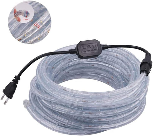 3.3ft 2-Wire Kit,110V-120V 30 Waterproof LED Rope Light PVC LED/M Tube Lights Strip for Background Lighting, Outdoor