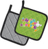 Caroline's Treasures BB6900PTHD Happy Easter Green Quatrafoil Pot Holders - Heat Resistant Kitchen Hot Pads, 7 1/2 x 7