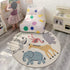 Poowe Rug,47.2" Cute Animals Kids Room Round Washable Area Rugs Rabbit Rug Nursery Rug for Baby Boys Girls Play Mat