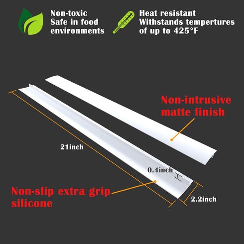 Silicone Stove Counter Gap Cover by Kindga - 21" Easy Clean Gap Filler Set of 2 (White)