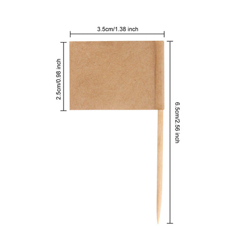 Senkary 100 Pack Blank Toothpick Flags, Kraft Paper Food Signs Cheese Markers for Charcuterie Board Accessories