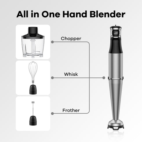 Immersion Hand Blender 5 in 1, 800W Electric Handheld Stick Mixer for Kitchen Soup, Mayo, Smoothie, Baby Food