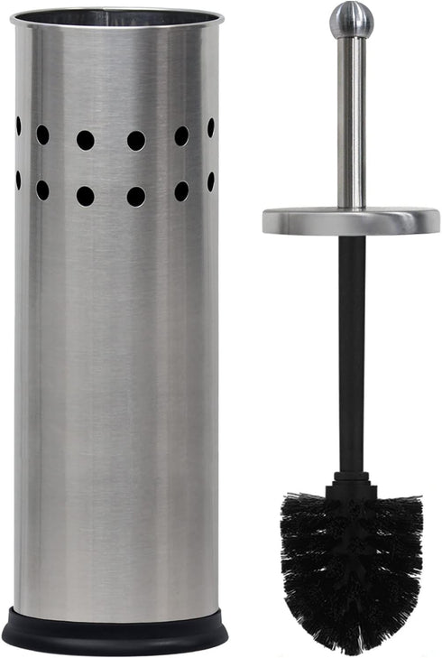 Blue Toilet Brush with Stainless Steel Holder, Chrome Cleaning Brush Holder, Toilet Bowl Cleaner