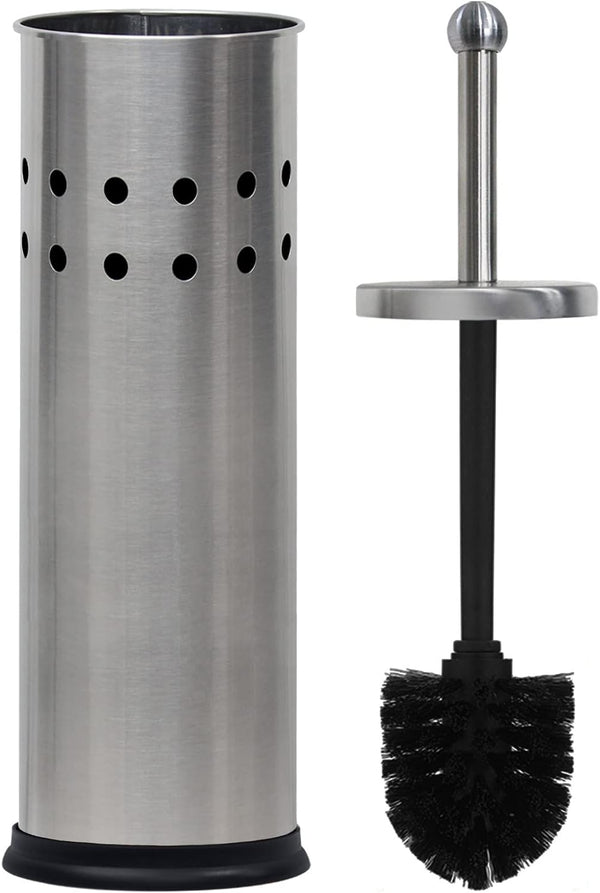 Blue Toilet Brush with Stainless Steel Holder, Chrome Cleaning Brush Holder, Toilet Bowl Cleaner