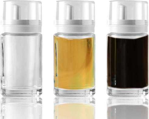 Kwude 3-Pack Leakproof Small Glass Oil and Vinegar Dispenser Bottles - Perfect for