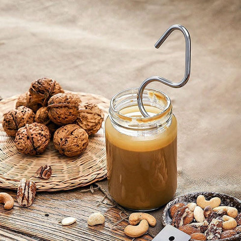 12-30 oz Bigwaves Peanut Butter Stirrer Tool, Fits Jars, Stainless Steel Natural, Mixer for Various Organic Peanut