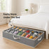 Under Bed Shoe Storage Organizer, TEAR-RESISTANT Heavy Duty 600D Material, Fits Up to 16 Pairs, Grey