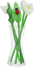 Red Co. Decorative Glass Flower Bouquet with Vase, Gift Boxed, White Calla Lilies