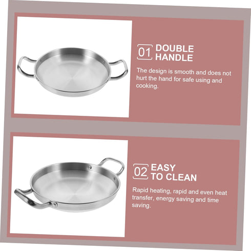 YARNOW Stainless Steel Griddle, Double Handle Hot Pot Kitchen Accessory, Small Cooking Tool