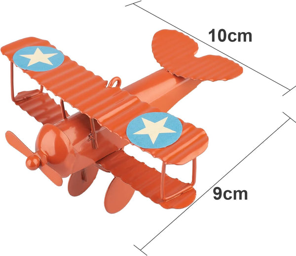 Berry President MINI Decorative Handicraft Metal Vintage Retro Biplane Iron Aircraft Model Statue Decor, Pack of 3