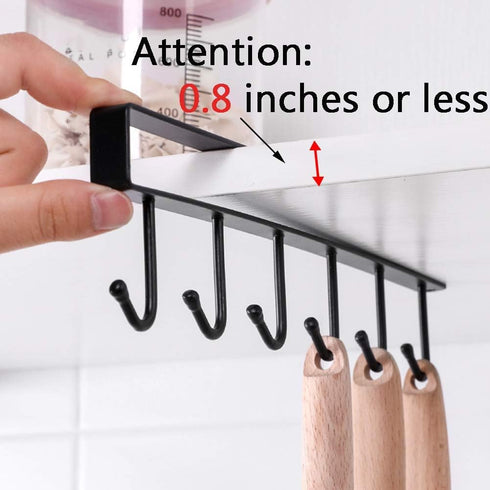 Kitchen Utensil Storage Hook, Wall Mounted Coffee Cup Holder, Cabinet Storage Hooks for Pots and Pans - 2 Pcs