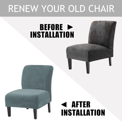 UCCONO Armless Accent Chair Slipcovers Replacement Thick Velvet Chair Covers for Living Room Oversized Big Chairs
