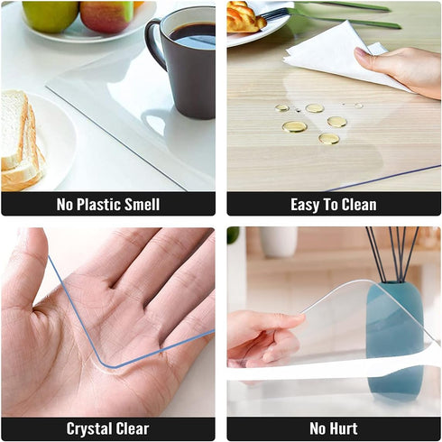 14 60 Inch 2mm Royhom Clear Table Protector x - Thick Plastic Table Cover, Clear Table Cover Protector Rectangle