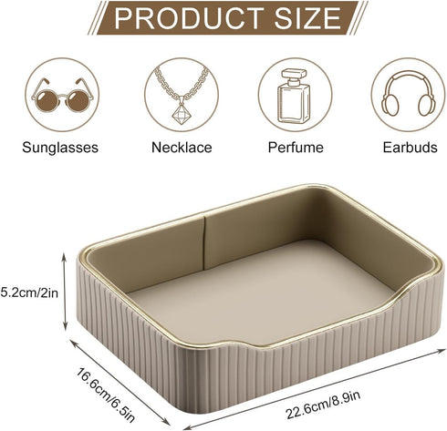 KINGFOM Prefume Tray, PU Leather Valet Tray Nightstand Organizer Trays for Men Women, Table Centerpieces Decorative
