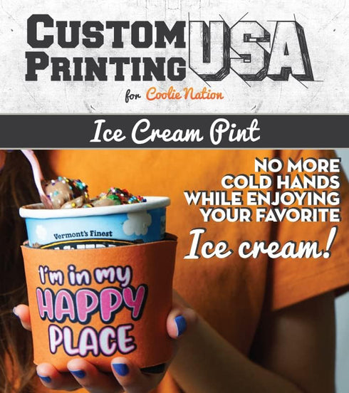 Generic 4 4 Packs. (4) pcs Realistic Waffle Cone Ice Cream Pint Sleeve. pcs Real Waffle Pre Printed Coolie. Ice Cream