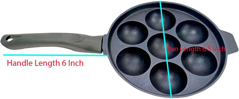 Generic Appam Pan Non Stick Pancake Mold Aluminium Ebelskiver Patra Appachatty Paniyaram Pan 7 Cavity Paniyarakkal Egg Pan Maker With Stainless Steel Lid by Generic