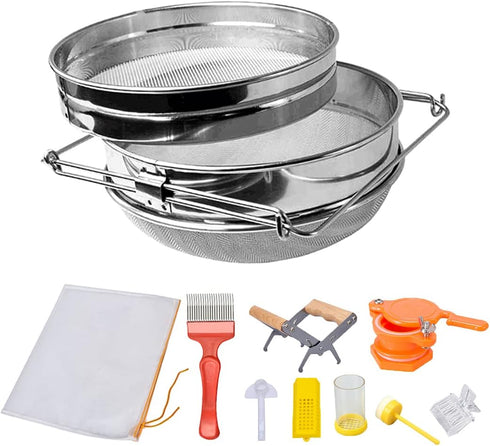 Honey Harvesting Honey Strainer Beekeeping Tool Kit, Set of 9, Double Honey