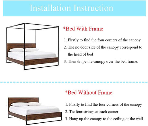 Twin Canopy Bed Curtains, 4 Corner Canopy for Beds, Twin Size, Purple, Bedroom Home Decor