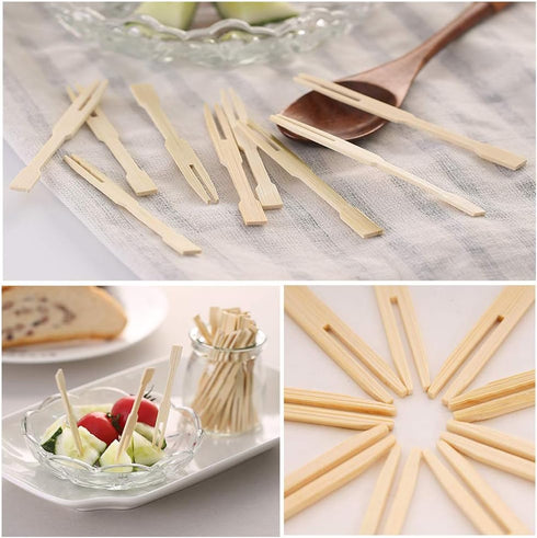 500 Pcs Bamboo Cocktail Appetizer Forks Set, 200 Pcs Sandwich Skewer Picks & 300 Pcs Mini Wooden Forks