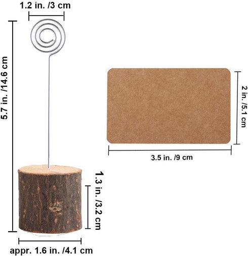 20Pcs Premium Wood Place Card Holders with 30 Pcs Kraft Place Cards - Memo Holder, Table Number Stands for Wedding