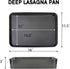 Jucoan Lasagna Pan Deep, 16 x 11.5 x 3 Inch Rectangle Cake Pan Casserole Dishes for Oven, Large Baking Pan Roasting Pan Brownies Pan for Baking Roasting, Wedding Housewarming Gifts, Dishwasher Safe