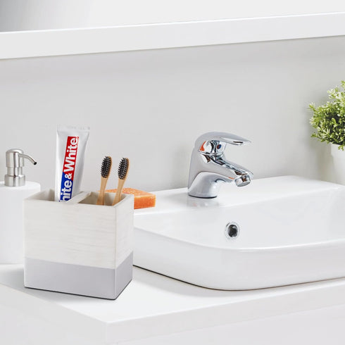 Toothbrush and Toothpaste Holder, Anti-Slip Bathroom Countertop Organizer, Electric Vanity Caddy for Family Storage