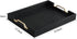 Countertop, 16.2 12.2 2 inches HofferRuffer Faux Leather Rectangle Serving Tray Decor Platter with Gold Metal Handles