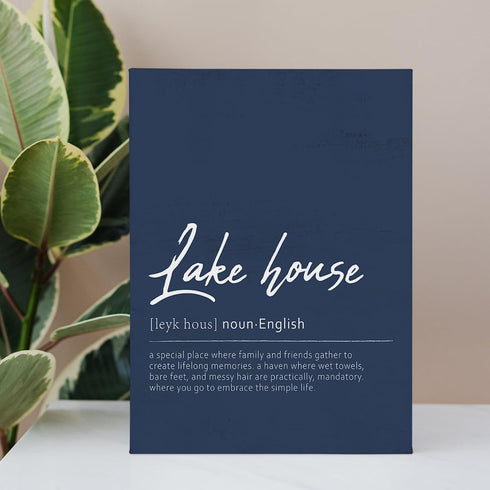 BIWSHA Navy Canvas Wall Art Prints Decor for Lake House, Lake Themed Paintings, 11x14 Inches, Gifts for Lake Lovers