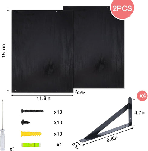 15.7in 11.8in 0.6in (Set 2) Fixwal Deep Floating Shelves for Wall, X X Wide Black Shelves for Bedroom, Large Wall Shelf
