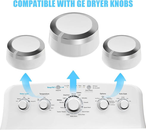 1 PCS WE01X24552 Dryer Timer Control Knob Replacement & 2pcs WH01X24378 Selector Knob Assembly for GE