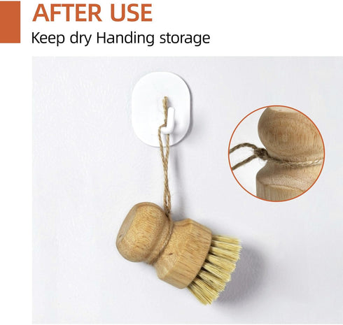 Set 3 Pack Bamboo Pot & Pan Cleaning Brush - Natural Dish Brushes Bamboo Scrub Dish Brushes, Durable Scrubber