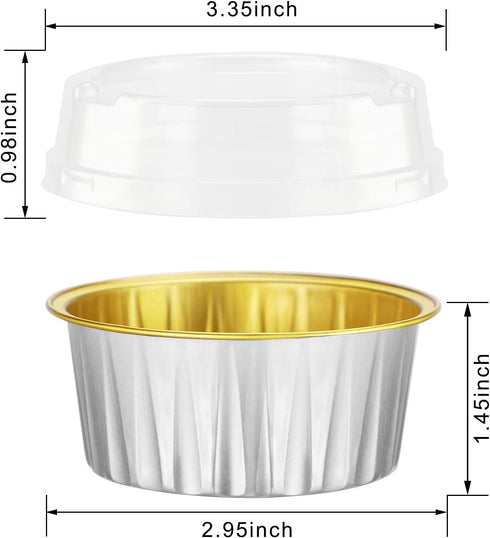 EUSOAR Cupcake Liners with Lids, 30pcs 5oz Disposable Aluminum Foil Ramekins for Baking, Dessert Cups with Lids