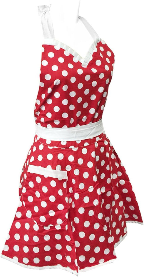 Wrapables Adjustable Flirty Hostess Apron, Red Polka Dots