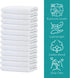 60 Pack Set (12x12 inches) Commercial GOLD TEXTILES Economy White Washcloths - Cotton Blend Grade Cleaning Rags, Quick