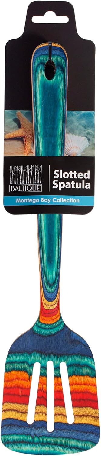 12-1/2" Wooden Slotted Spatula from Baltique Montego Bay Collection, Safe for Nonstick Cookware