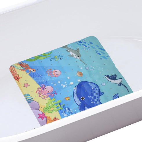 21x21 inch OTraki Baby Bath Mat for Tub Non Slip Cartoon Kids Bathtub Mat Ocean Pattern Kids Shower Mat Anti Slip