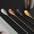 AnSaw 12-Inch Leaf Handle Bar Spoon, 2-Pieces Long Handle Cocktail Mixing Stirrers in Stainless Steel (Gold)