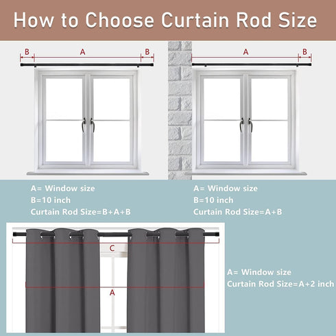 Extra Long Blackout Curtain Rods - 120-inch to 175-inch Heavy Duty Adjustable Outdoor Curtain Rods for Windows, Black
