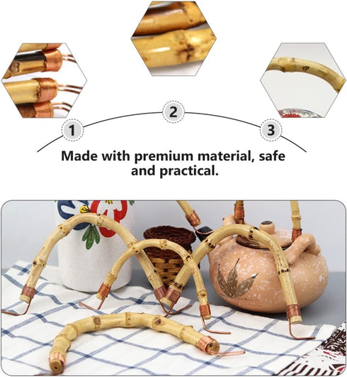 Angoily Rattan Teapot Handle Replacement for Japanese Ceramic Pot, Pottery Tea Pots, 3pcs Handle Accessories